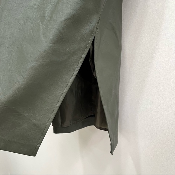 Anthropologie Eva Franco Faux Vegan Leather Dress with Cutouts Green Size 4 - Picture 7 of 12